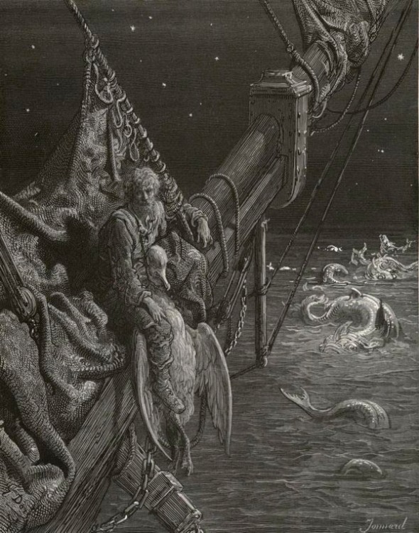 Gustave Dore's Illustration of the Ancient Mariner with Watersnakes