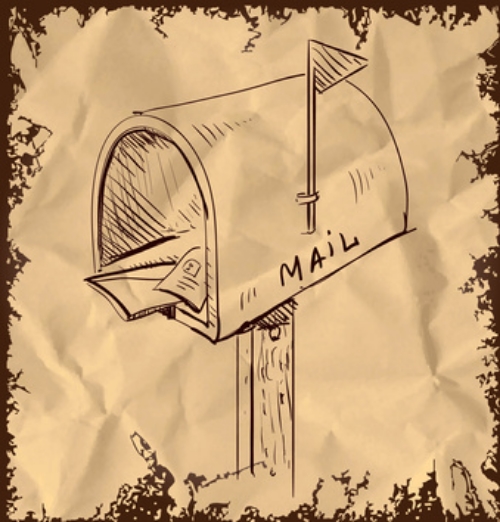 Mailbox cartoon icon isolated on vintage background