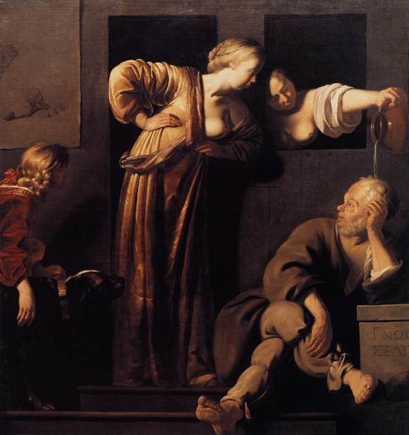 Socrates, his Wives and Alcibiades, by Reyer van Blommendael