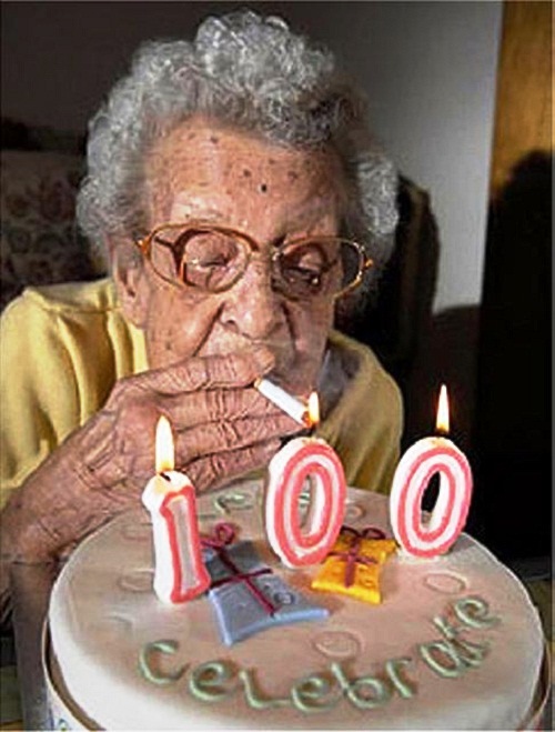 Jeanne at 100. One of the few cakes that was not chocolate.